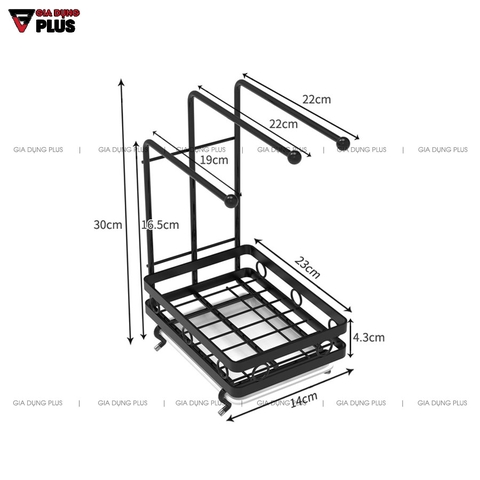 Giỏ Đựng Đồ Rửa Chén Kèm Thanh Treo Khăn Lau Bếp Dán Tường Bằng Thép Carbon / Sơn Tĩnh Điện Không Gỉ Cao Cấp | NANJIE - Gia dụng Plus