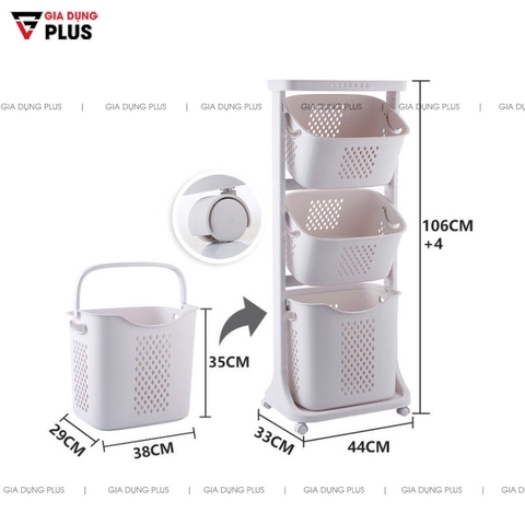 Giỏ Đựng Quần Áo Bẩn Xuất Nhật Đa Năng (2 Tầng & 3 Tầng) Cho Phòng Tắm Gọn Gàng & Sạch Sẽ | Hàng Nhập Khẩu Chính Hãng Nanhe - Gia dụng Plus