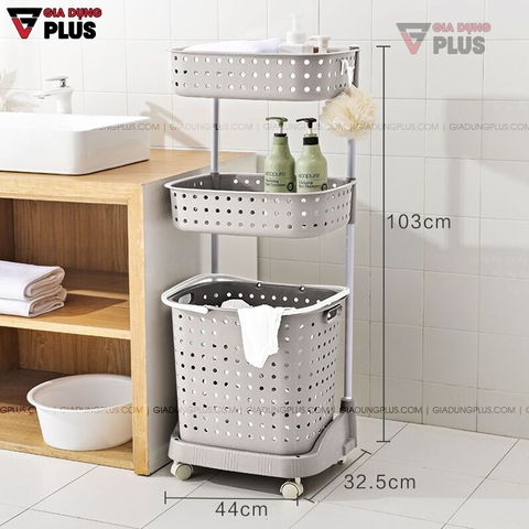 Giỏ Đựng Quần Áo Bẩn Nhiều Tầng, Có Bánh Xe Đẩy Cao Cấp Cho Phòng Tắm Gọn Gàng - Gia dụng Plus