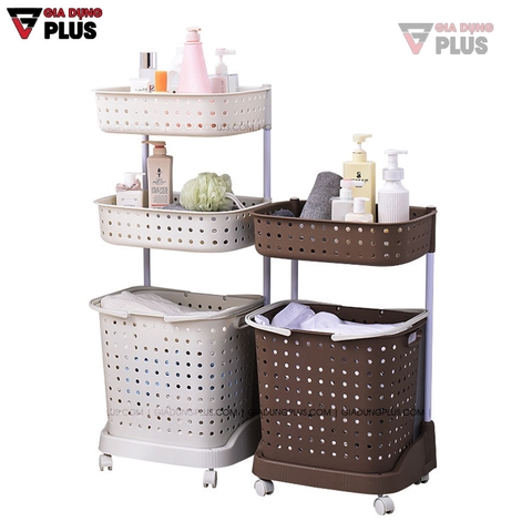 Giỏ Đựng Quần Áo Bẩn Nhiều Tầng, Có Bánh Xe Đẩy Cao Cấp Cho Phòng Tắm Gọn Gàng - Gia dụng Plus