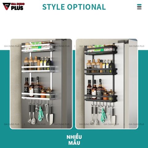 Giá Treo Cạnh Hông Tủ Lạnh Đa Năng Giúp Bếp Gọn Gàng, Không Cần Đinh Vít Đựng Hủ Gia Vị / Đồ Dùng Bếp | Nanjie - Gia dụng Plus