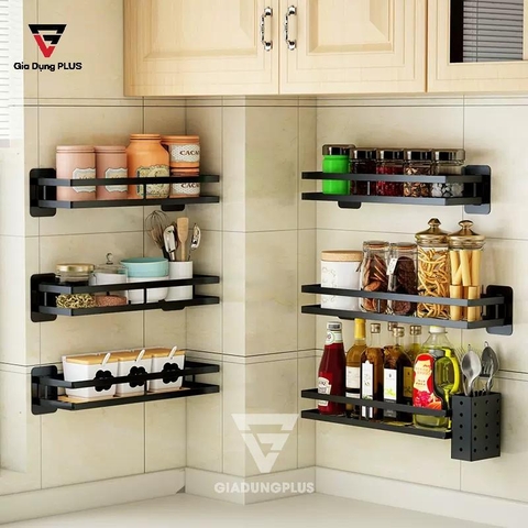 Kệ Đựng Chai Lọ, Hộp Gia Vị Treo Tường Inox 304 Cao Cấp Cho Phòng Bếp - Không Cần Khoan Tường - Gia dụng Plus