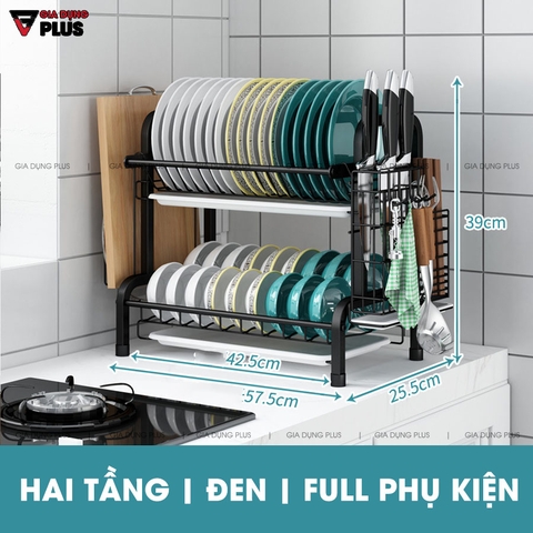 Kệ Đựng Chén Đĩa Ráo Nước Đặt Bàn Đa Năng | Có Khay Hứng Nước Sạch Sẽ Giúp Bếp Gọn Gàng Hơn | Nanjie - Gia dụng Plus