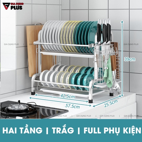 Kệ Đựng Chén Đĩa Ráo Nước Đặt Bàn Đa Năng | Có Khay Hứng Nước Sạch Sẽ Giúp Bếp Gọn Gàng Hơn | Nanjie - Gia dụng Plus