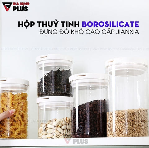Hộp Thuỷ Tinh Borosilicate Có Nắp Kín Đựng Thực Phẩm, Đồ Khô Đa Năng Cao Cấp | Jianxia - Gia dụng Plus