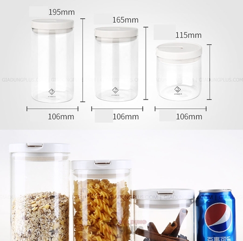 Hộp Thuỷ Tinh Borosilicate Có Nắp Kín Đựng Thực Phẩm, Đồ Khô Đa Năng Cao Cấp | Jianxia - Gia dụng Plus