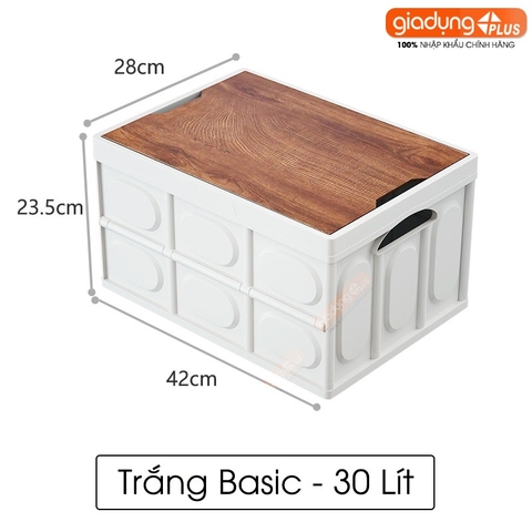 Hộp đựng đồ gấp gọn nắp gỗ MDF cao cấp cho cắm trại, đồ dùng, sách vở, quần áo phong cách cổ điển LAZYDO (LZ-0527) - Gia dụng Plus