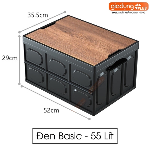 Hộp đựng đồ gấp gọn nắp gỗ MDF cao cấp cho cắm trại, đồ dùng, sách vở, quần áo phong cách cổ điển LAZYDO (LZ-0527) - Gia dụng Plus