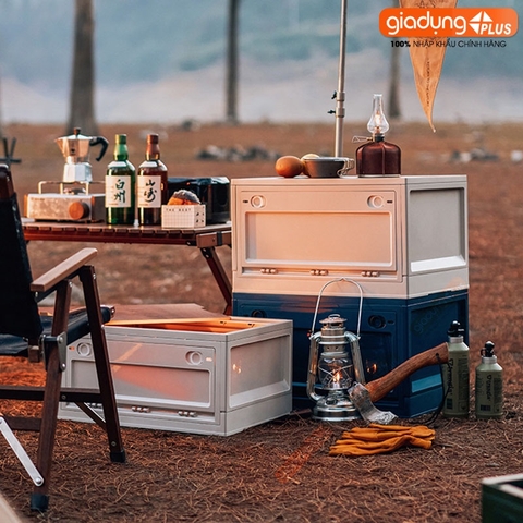 Hộp đựng đồ gấp gọn nắp gỗ MDF cao cấp cho cắm trại, đồ dùng, sách vở, quần áo phong cách cổ điển LAZYDO (LZ-0527) - Gia dụng Plus