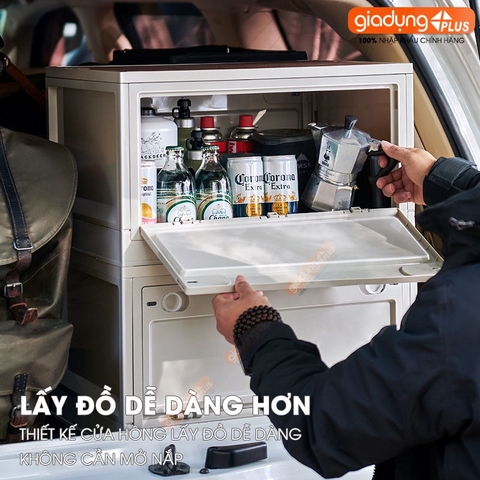 Hộp đựng đồ gấp gọn nắp gỗ MDF cao cấp cho cắm trại, đồ dùng, sách vở, quần áo phong cách cổ điển LAZYDO (LZ-0527) - Gia dụng Plus