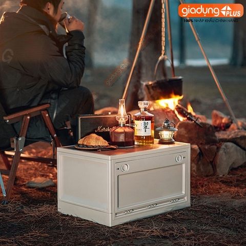 Hộp đựng đồ gấp gọn nắp gỗ MDF cao cấp cho cắm trại, đồ dùng, sách vở, quần áo phong cách cổ điển LAZYDO (LZ-0527) - Gia dụng Plus