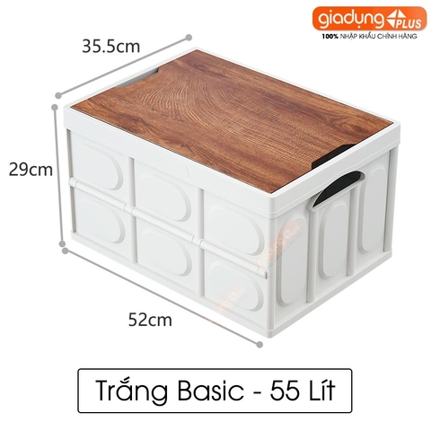 Hộp đựng đồ gấp gọn nắp gỗ MDF cao cấp cho cắm trại, đồ dùng, sách vở, quần áo phong cách cổ điển LAZYDO (LZ-0527) - Gia dụng Plus