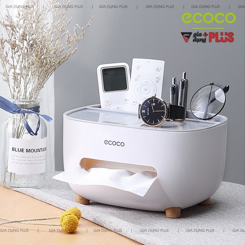 Hộp Đựng Giấy Ăn Đa Năng Đặt Bàn Chữ Nhật Cao Cấp (Để Điện Thoại, Đồ Dùng Cá Nhân) | Ecoco Chính Hãng - Gia dụng Plus