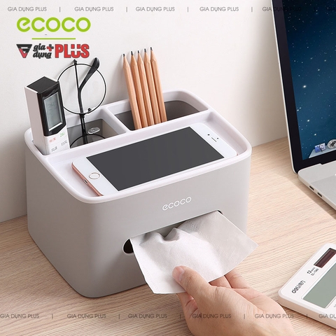 Hộp Đựng Giấy Ăn Đa Năng Đặt Bàn Chữ Nhật Cao Cấp (Để Điện Thoại, Đồ Dùng Cá Nhân) | Ecoco Chính Hãng - Gia dụng Plus