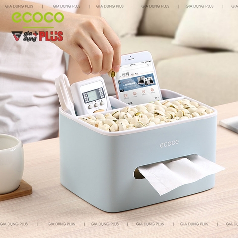 Hộp Đựng Giấy Ăn Đa Năng Đặt Bàn Chữ Nhật Cao Cấp (Để Điện Thoại, Đồ Dùng Cá Nhân) | Ecoco Chính Hãng - Gia dụng Plus