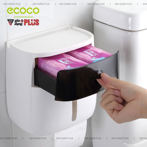 Hộp Đựng Giấy Vệ Sinh Dán Tường Đa Năng Hai Ngăn Chống Nước | Ecoco Chính Hãng - Gia dụng Plus