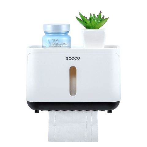 Hộp Đựng Giấy Vệ Sinh Chữ Nhật Một Ngăn Nhựa ABS Chống Thấm Nước Cao Cấp | Ecoco Chính Hãng - Gia dụng Plus