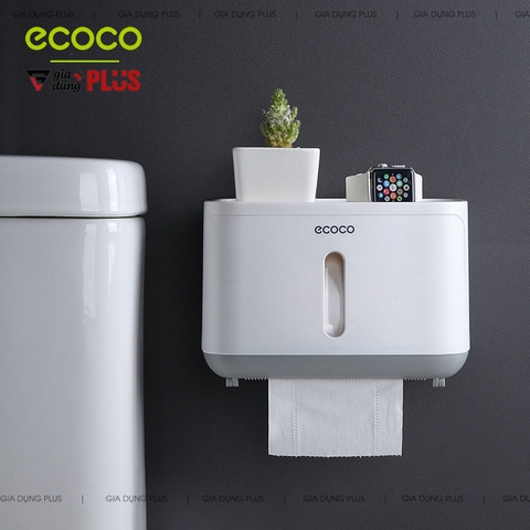 Hộp Đựng Giấy Vệ Sinh Dán Tường Đa Năng Hai Ngăn Chống Nước | Ecoco Chính Hãng - Gia dụng Plus