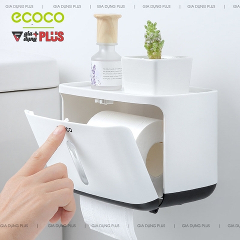 Hộp Đựng Giấy Vệ Sinh Chữ Nhật Một Ngăn Nhựa ABS Chống Thấm Nước Cao Cấp | Ecoco Chính Hãng - Gia dụng Plus