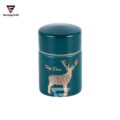 Ống đựng tăm sứ xanh ngọc lục bảo, trang trí nai sừng tấm quý tộc Qianhuiju (QH-0601) - Gia dụng Plus