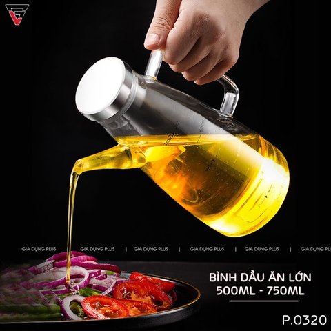 Bình Đựng Dầu Ăn Thuỷ Tinh Borosilicate Loại Lớn Có Vòi & Tay Cầm (550ML & 750ML) Cao Cấp | KUAKE - Gia dụng Plus