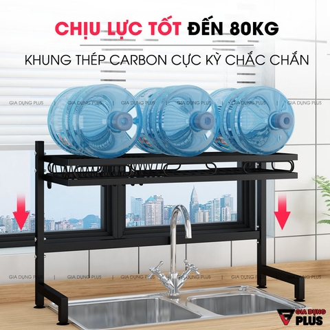 Kệ Đựng Chén Đĩa Ráo Nước Trên Bồn Rửa Chén Đa Năng Bằng Thép Carbon / Sơn Tĩnh Điện Cao Cấp - NANJIE - Gia dụng Plus