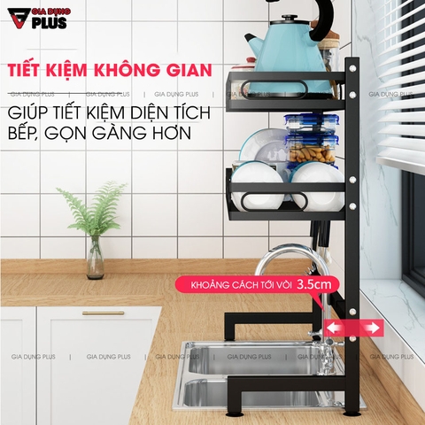 Kệ Đựng Chén Đĩa Ráo Nước Trên Bồn Rửa Chén Đa Năng Bằng Thép Carbon / Sơn Tĩnh Điện Cao Cấp - NANJIE - Gia dụng Plus