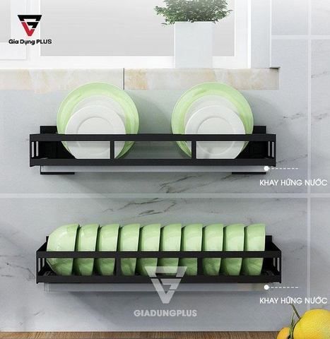 Kệ Đựng Đĩa Dán Tường (INOX 304 + Sơn Tĩnh Điện) Cao Cấp Cho Phòng Bếp LAZYDO (TG-0202) - Gia dụng Plus