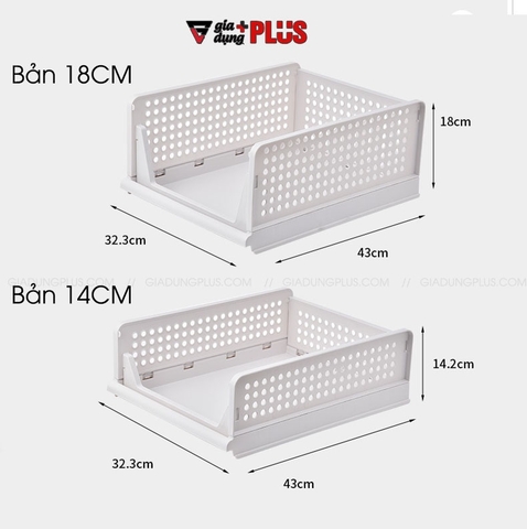 Hộp đựng đồ ngăn kéo để phân chia tủ quần áo, đựng đồ đa năng gấp gọn LAZYDO (bản nâng cấp có thanh chắn trước) - Gia dụng Plus