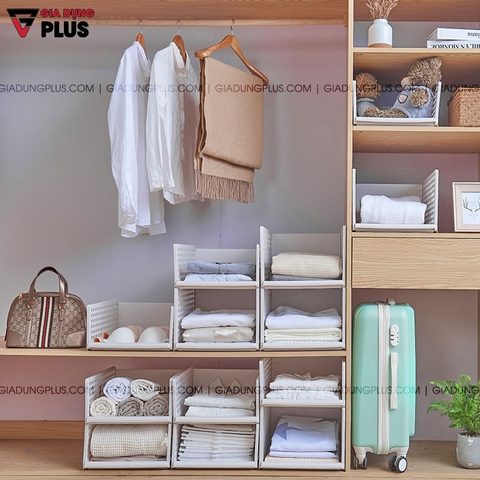 Kệ xếp chia ngăn kéo nhựa, có thể gấp gọn giúp gọn gàng tủ quần áo nhanh chóng / GIÁ 1 ngăn - gia dụng plus