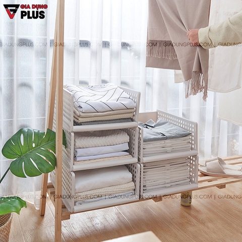 Kệ xếp chia ngăn kéo nhựa, có thể gấp gọn giúp gọn gàng tủ quần áo nhanh chóng / GIÁ 1 ngăn - gia dụng plus