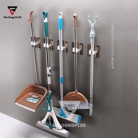 Giá Kẹp Chổi, Cây Lau Nhà Đa Năng Dán Tường | Không Cần Khoan Tường SHUANGQING (SQ-0114) - Gia dụng Plus