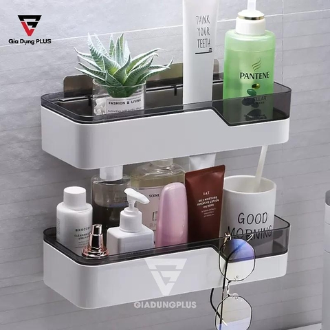 Kệ Chữ Nhật Dán Tường Nhựa ABS Đa Năng (Trắng Phối Đen) Sang Trọng ShuangQing (SQ-0101) - Gia dụng Plus
