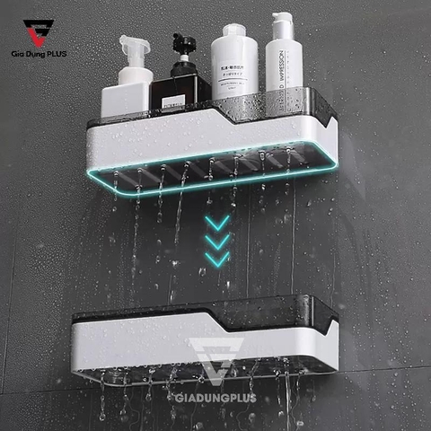 Kệ Chữ Nhật Dán Tường Nhựa ABS Đa Năng (Trắng Phối Đen) Sang Trọng ShuangQing (SQ-0101) - Gia dụng Plus