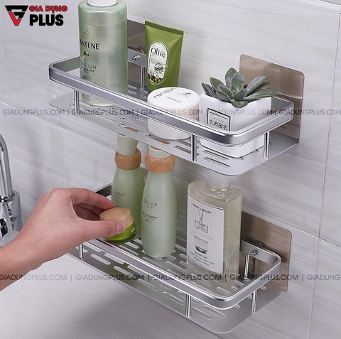 Kệ nhôm không gian đựng đồ dùng / dầu gội đa năng cho phòng tắm dán tường cao cấp ShuangQuing (SQ-0103) - Gia dụng Plus