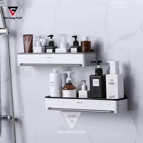 Kệ Chữ Nhật Dán Tường Dài, Kèm Thanh Treo Khăn Cực Kỳ Tiện Lợi SHUANGQING (SQ-0102) - Gia dụng Plus