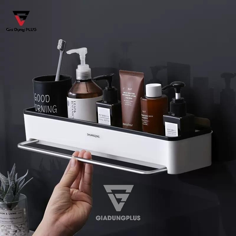 Kệ Chữ Nhật Dán Tường Dài, Kèm Thanh Treo Khăn Cực Kỳ Tiện Lợi SHUANGQING (SQ-0102) - Gia dụng Plus