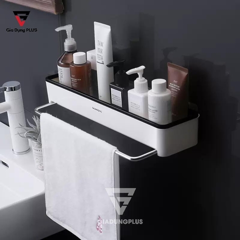 Kệ Chữ Nhật Dán Tường Dài, Kèm Thanh Treo Khăn Cực Kỳ Tiện Lợi SHUANGQING (SQ-0102) - Gia dụng Plus