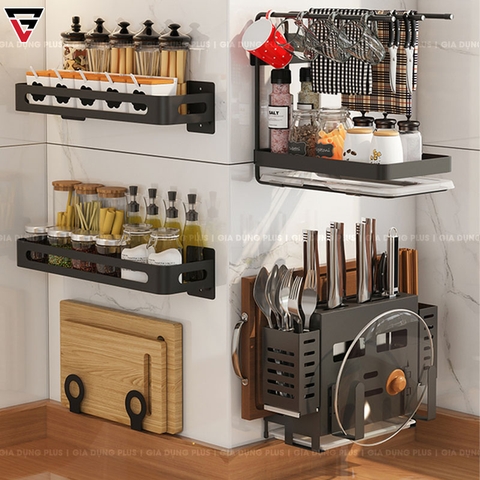 Kệ Để Dao Thớt & Đũa Đa Năng (Đặt Bàn & Treo Tường) Bằng Inox SUS 201, Sơn Tĩnh Điện Lazydo (LZ-0216) - Gia dụng Plus