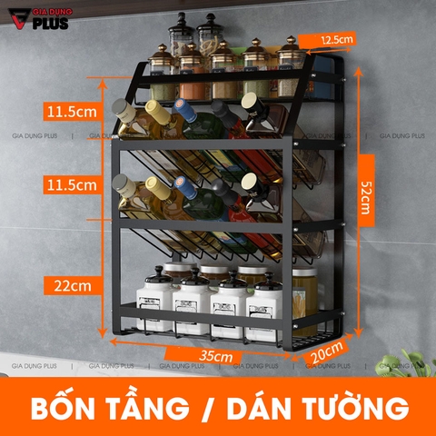 Kệ Để Gia Vị / Chai Lọ Đa Năng Có Mặt Nghiêng Chuyên Dụng Đựng Chai Lọ Bằng Thép Carbon / Sơn Tĩnh Điện | Nanjie - Gia dụng Plus