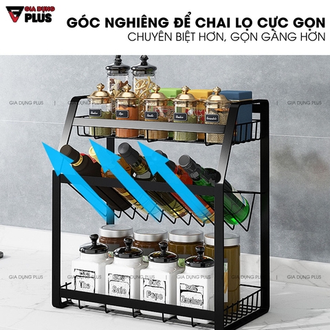 Kệ Để Gia Vị / Chai Lọ Đa Năng Có Mặt Nghiêng Chuyên Dụng Đựng Chai Lọ Bằng Thép Carbon / Sơn Tĩnh Điện | Nanjie - Gia dụng Plus