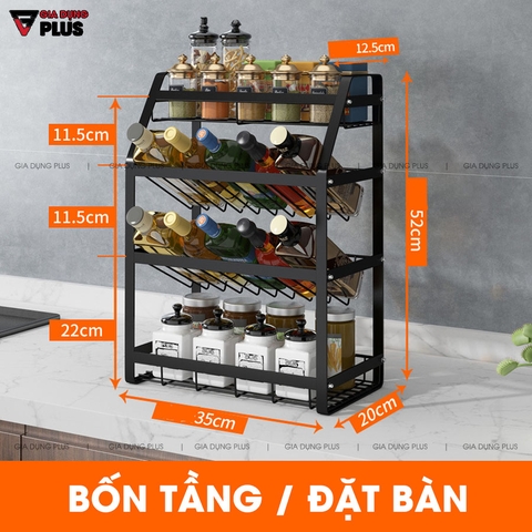 Kệ Để Gia Vị / Chai Lọ Đa Năng Có Mặt Nghiêng Chuyên Dụng Đựng Chai Lọ Bằng Thép Carbon / Sơn Tĩnh Điện | Nanjie - Gia dụng Plus