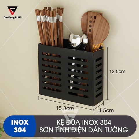 Ống đựng đũa thìa dán tường Gia Dụng Plus cao cấp inox 304, không cần khoan tường đục lỗ Lazydo (LZ-0204) - Gia dụng Plus