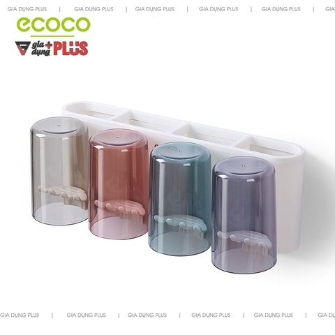 Hộp Đựng Bàn Chải Đánh Răng, Đồ Dùng Vệ Sinh Cá Nhân Dán Tường Kèm Cốc Súc Miệng Trong Suốt Cao Cấp | Ecoco Chính Hãng - Gia dụng Plus