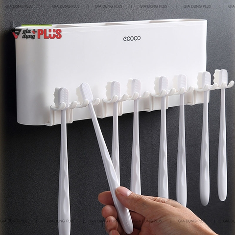 Hộp Đựng Bàn Chải Đánh Răng, Đồ Dùng Vệ Sinh Cá Nhân Dán Tường Kèm Cốc Súc Miệng Trong Suốt Cao Cấp | Ecoco Chính Hãng - Gia dụng Plus
