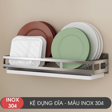 Kệ Đựng Đĩa Dán Tường (INOX 304 + Sơn Tĩnh Điện) Cao Cấp Cho Phòng Bếp LAZYDO (TG-0202) - Gia dụng Plus