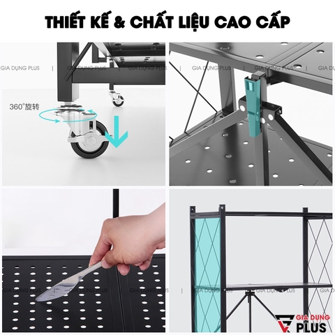 Kệ Đựng Đồ Đa Năng Gấp Gọn Cho Phòng Khách, Bếp, Tắm, Ngủ Cực Kỳ Tiện Lợi Bằng Thép Carbon Chắc Chắn | Nanjie - Gia dụng Plus