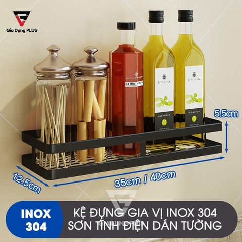 Kệ Đựng Chai Lọ, Hộp Gia Vị Treo Tường Inox 304 Cao Cấp Cho Phòng Bếp - Không Cần Khoan Tường - Gia dụng Plus