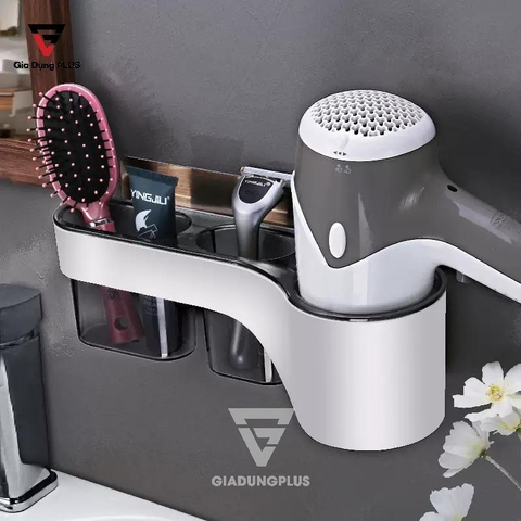 Kệ Để Máy Sấy Tóc Dán Tường, Hai Ngăn Đựng Đồ Tiện Ích - Chính Hãng ShuangQuing (PL-0113) - Gia dụng Plus