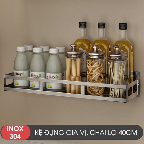 Kệ Đựng Chai Lọ, Hộp Gia Vị Treo Tường Inox 304 Cao Cấp Cho Phòng Bếp - Không Cần Khoan Tường - Gia dụng Plus